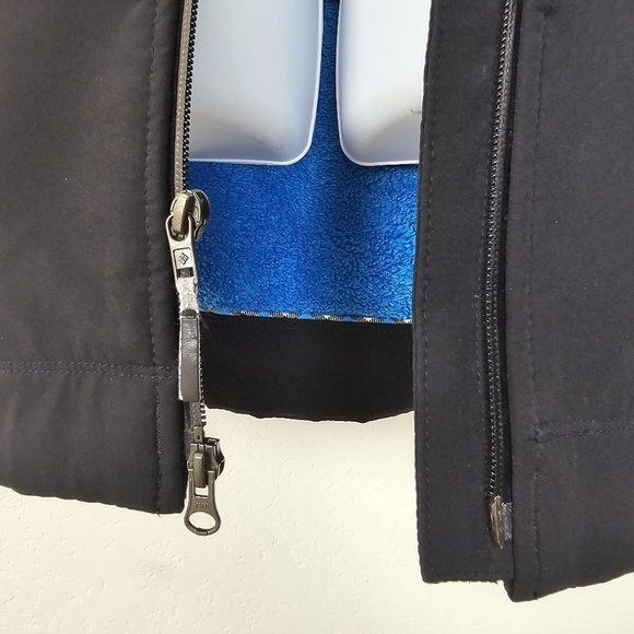 Columbia Weather Resistant Softshell Coat Hooded Fleece Lined Black Size Small - Picture 3 of 16